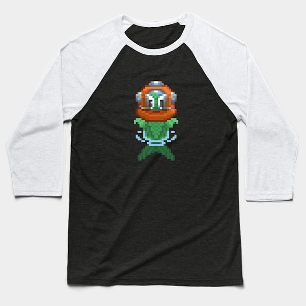 Pixel Art Fish Diver Clear Baseball T-Shirt by PixelCarvel